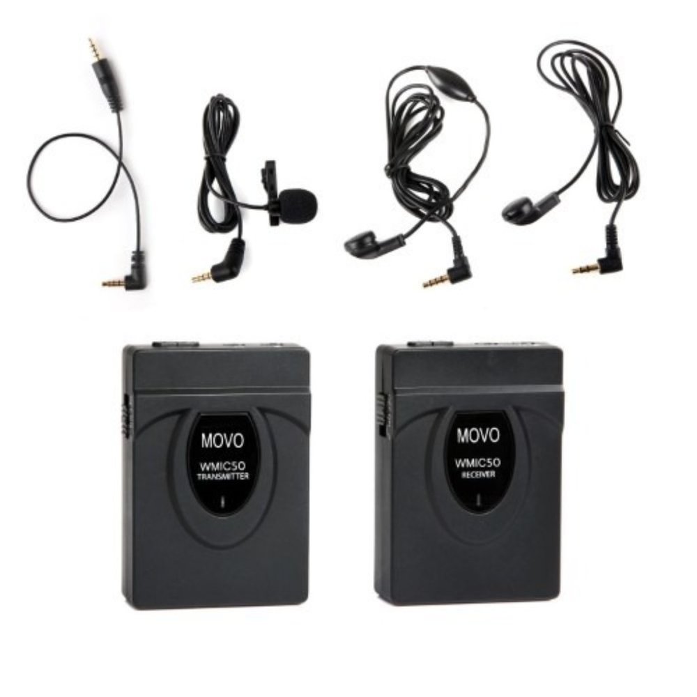 MOVO Photo WMIC50 2.4GHz Wireless Lavalier Microphone System, 164' Range